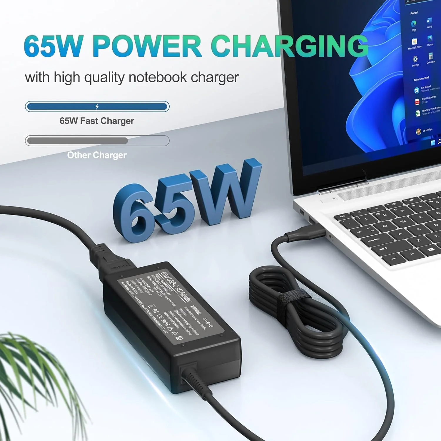 شارژر لپ تاپ 65 واتی USB C سازگار با کروم بوک های HP / سازگار با لنوو / سازگار با دل / سازگار با ایسر / سازگار با ایسوس و سایر کروم بوک ها با کابل برق Type C شارژر لپ تاپ 65 واتی USB C سازگار با کروم بوک های HP / سازگار با لنوو / سازگار با دل / سازگار با ایسر / سازگار با ایسوس و سایر کروم بوک ها با کابل برق Type C