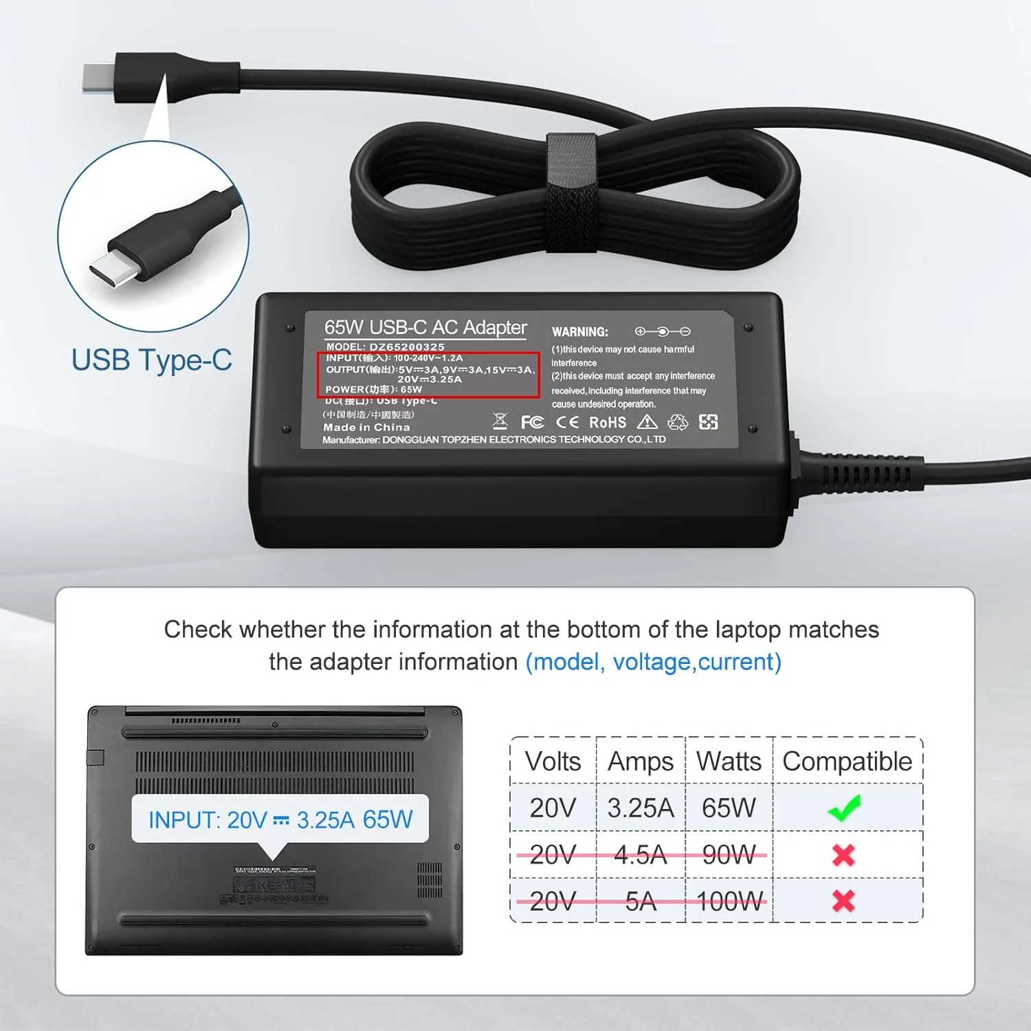 شارژر لپ تاپ 65 واتی USB C سازگار با کروم بوک های HP / سازگار با لنوو / سازگار با دل / سازگار با ایسر / سازگار با ایسوس و سایر کروم بوک ها با کابل برق Type C شارژر لپ تاپ 65 واتی USB C سازگار با کروم بوک های HP / سازگار با لنوو / سازگار با دل / سازگار با ایسر / سازگار با ایسوس و سایر کروم بوک ها با کابل برق Type C