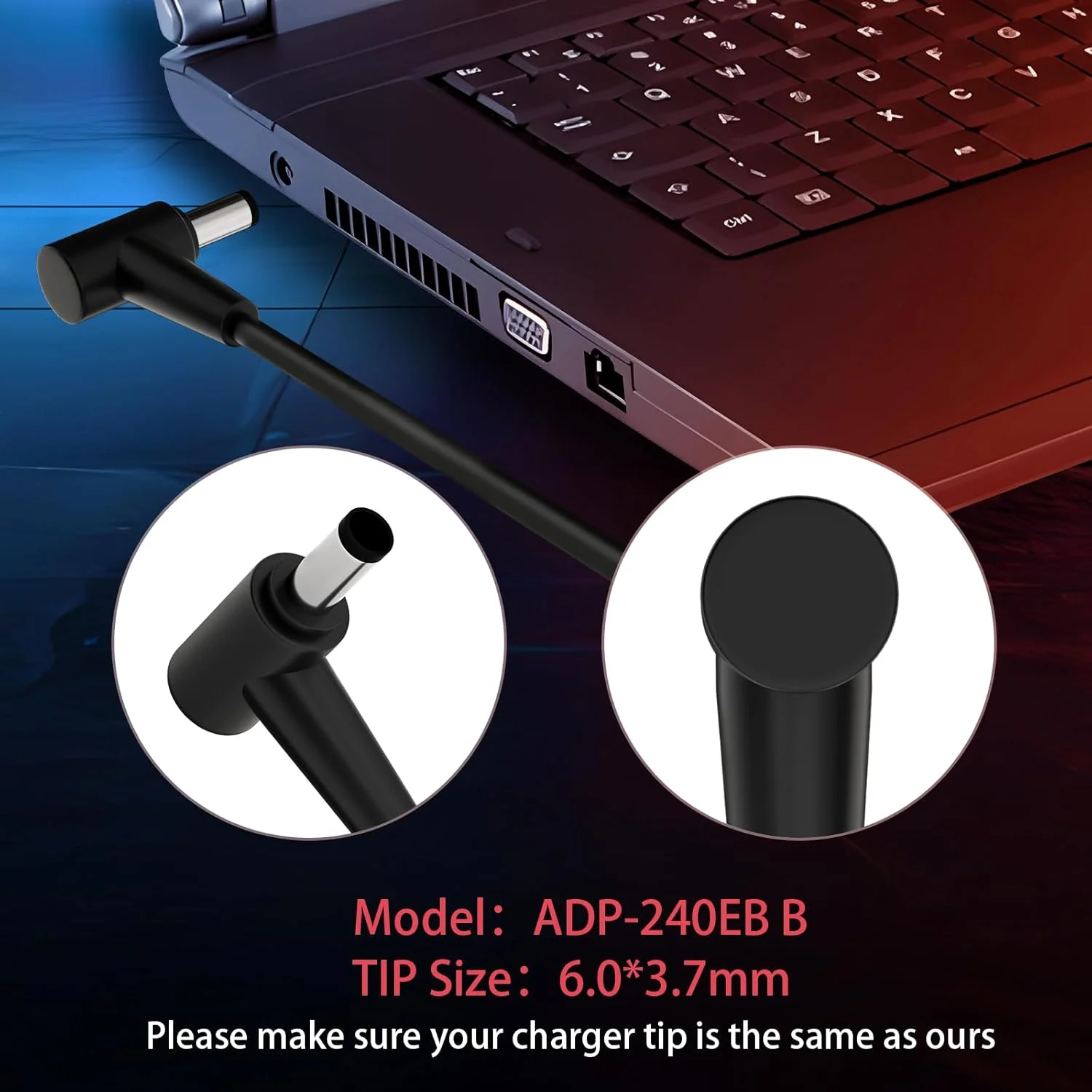 شارژر 240 واتی برای ایسوس ADP-240EB B سازگار با لپ تاپ های گیمینگ ایسوس Rog Zephyrus M16 G16 G15 G14 S15 S17 و TUF Dash A15 F15 A16 F16 A17 F17