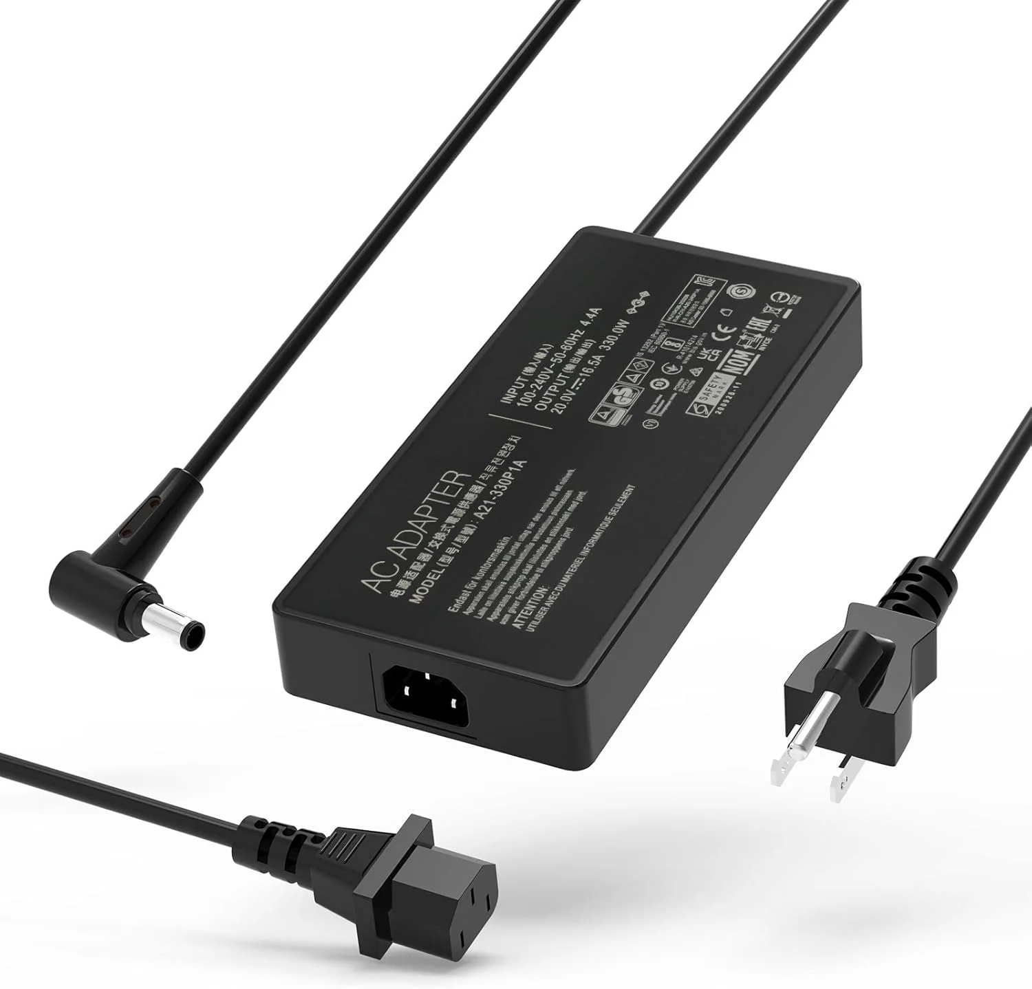 آداپتور شارژر AC باریک 330 واتی برای لپ‌تاپ‌های ASUS ROG Strix Scar 16 17 18 G18 G634JY G634JZ G733PZ G733PY G733 G733CX G814JZ G814JI G834JY Zephyrus Duo 16 GX650PZ GX650PY به همراه کابل برق