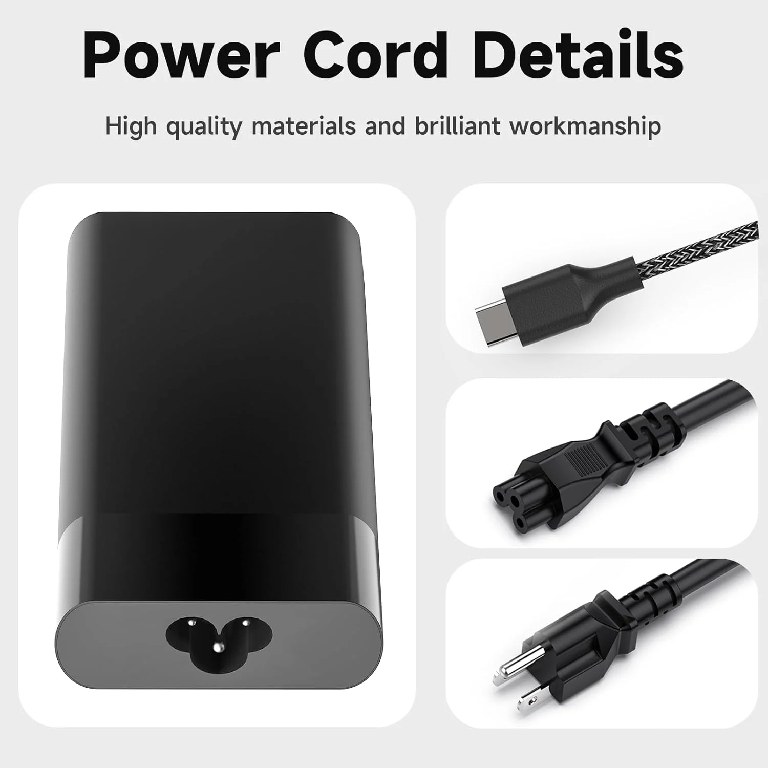 شارژر جدید باریک 65 واتی USB C سازگار با لپ تاپ، جایگزین شارژر سازگار با کروم بوک، الیت بوک، آداپتور برق لپ تاپ پرو بوک Type C