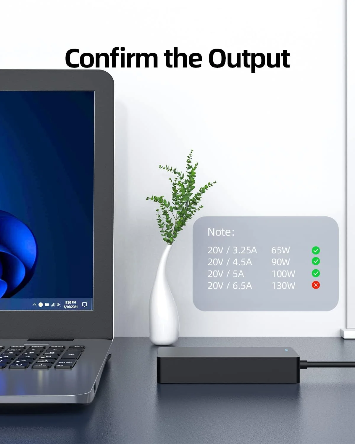 شارژر سریع 100 واتی مناسب برای لپ تاپ های Asus A20-100P1A, Rog Flow X13 GV301 GV301Q GV301QH Z13 GZ301 GZ301Z GZ301ZA, دارای گواهینامه UL، USB-C