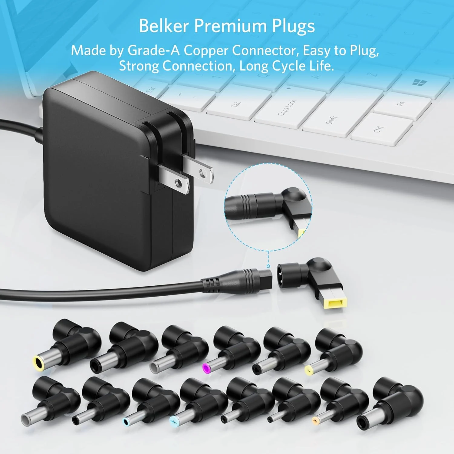 آداپتور برق شارژر لپ تاپ یونیورسال 90 وات Belker جایگزین سیم برق برای دل، اچ پی، ایسر، ایسوس، لنوو، Thinkpad، توشیبا، سامسونگ، سونی، فوجیتسو، نوت بوک، الترابوک، کروم بوک