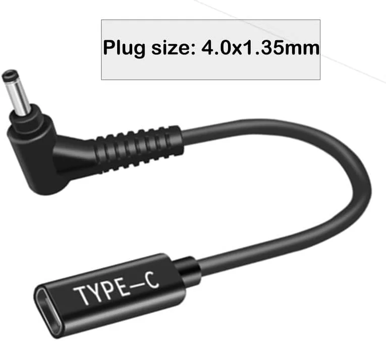 آداپتور DC به USB C 4.0x1.35 میلی‌متر، آداپتور DC تایپ C 19 ولت مناسب برای Asus Vivobook flip 14 15 17 X512 X512D X512DA X512JA F412DA F512DA F512JA F512FA E410 Zenbook UX UX303 Chromebook C300