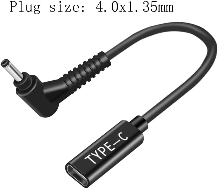 آداپتور تبدیل Type C به DC با پورت 4.0x1.35mm، آداپتور برق USB C مناسب برای Asus Vivobook 15 X515JA X515J X515 X515EA X515E X515EP X515MA X515M F513 F513E F513EA F513IA X415MA X415M X415JA X415J X415EA X415E