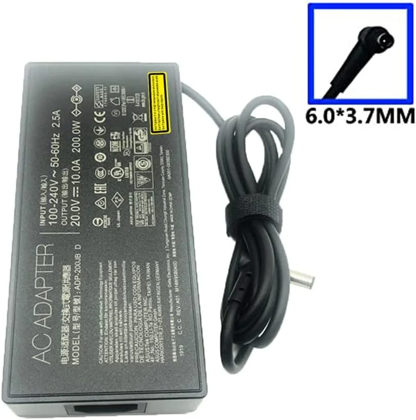 آداپتور شارژر لپ تاپ 200 وات 20 ولت 10 آمپر با سر فیش 6.0 * 3.7 میلیمتری مناسب برای ASUS TUF Dash F15 A15 FX516PR FA506QR ROG G15 FA506QR Zephyrus آداپتور شارژر لپ تاپ 200 وات 20 ولت 10 آمپر با سر فیش 6.0 * 3.7 میلیمتری مناسب برای ASUS TUF Dash F15 A15 FX516PR FA506QR ROG G15 FA506QR Zephyrus