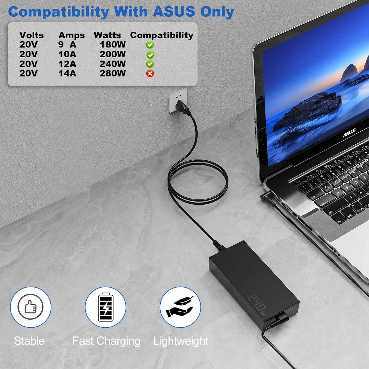 آداپتور AC 240W 20V 12A برای لپتاپهای ASUS ROG Zephyrus M15 S15 M16 G14 G16 TUF Gaming F16 A15 F15 A17 A16 مدلهای A20-240P1A A20-200P1A A20-180P1A آداپتور AC 240W 20V 12A برای لپتاپهای ASUS ROG Zephyrus M15 S15 M16 G14 G16 TUF Gaming F16 A15 F15 A17 A16 مدلهای A20-240P1A A20-200P1A A20-180P1A