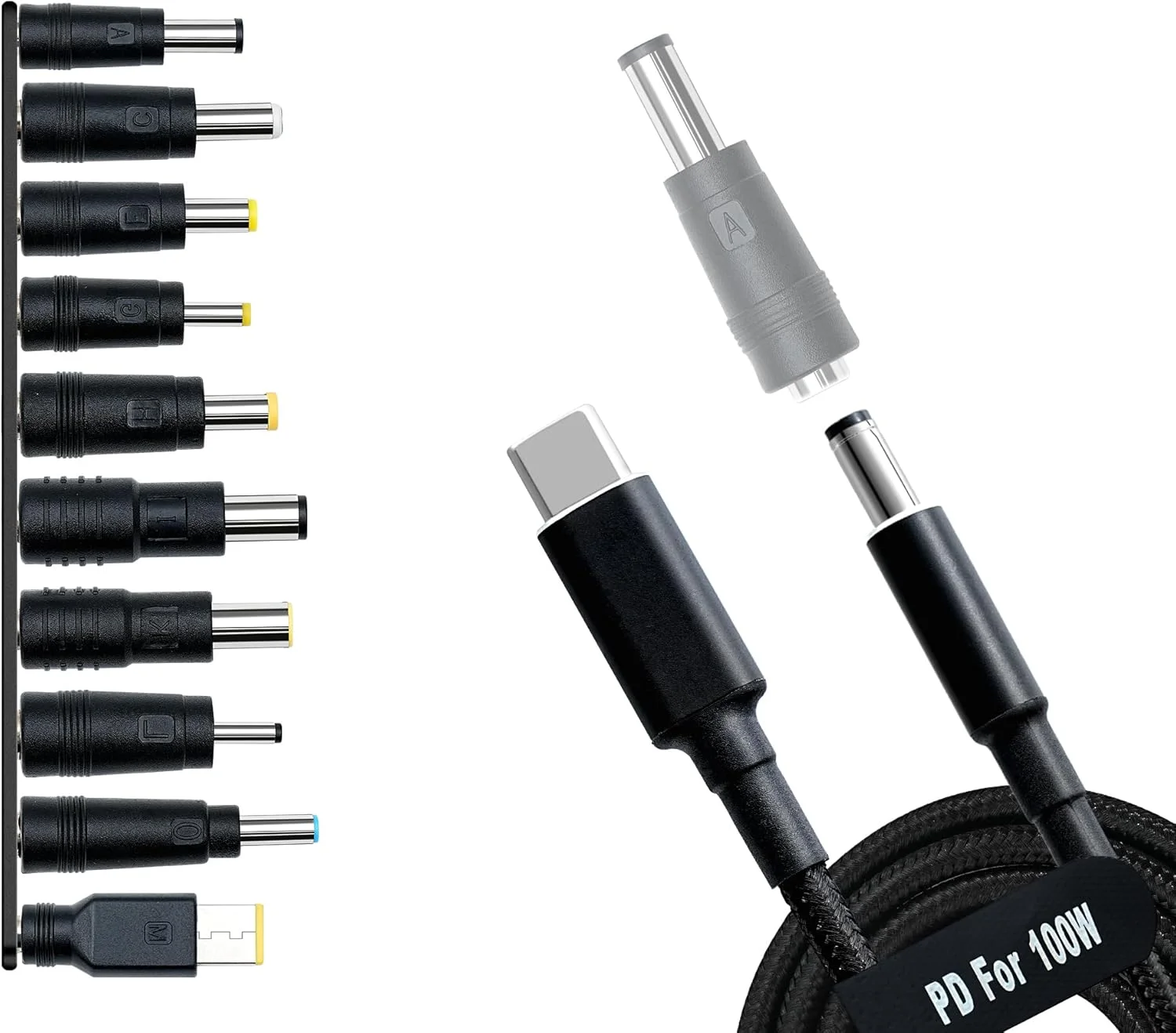 مجموعه 10 عددی آداپتور USB C به DC، کیت پلاگین برق، کابل برق 100 واتی PD و جک گرد 5.5x2.1 میلیمتری برای کانکتورهای شارژ لپتاپ سونی، توشیبا، سامسونگ، ایسر، ایسوس، لنوو، دل و اچپی مجموعه 10 عددی آداپتور USB C به DC، کیت پلاگین برق، کابل برق 100 واتی PD و جک گرد 5.5x2.1 میلیمتری برای کانکتورهای شارژ لپتاپ سونی، توشیبا، سامسونگ، ایسر، ایسوس، لنوو، دل و اچپی