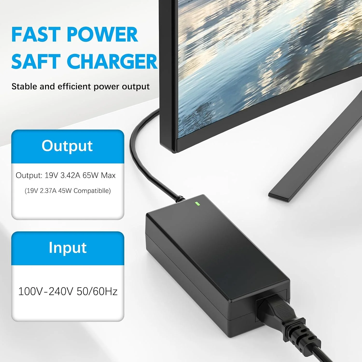 سیم برق 19 ولت سازگار با مانیتورهای ال سی دی 22، 23، 24 و 27 اینچی ایسوس، VX238H VX238H-W VX228 VX228H VX248 با نور پس زمینه LED؛ MX279H VX239H VX279H MX239H سیم برق 19 ولت سازگار با مانیتورهای ال سی دی 22، 23، 24 و 27 اینچی ایسوس، VX238H VX238H-W VX228 VX228H VX248 با نور پس زمینه LED؛ MX279H VX239H VX279H MX239H