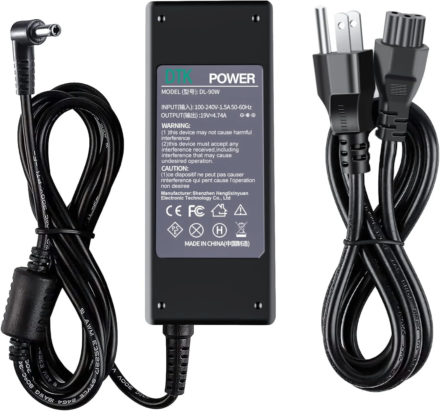 Dtk 19V 4.74A 90W for Asus Toshiba Ac Adapter Laptop Computer Charger Notebook PC Power Cord Supply Source Plug Connector Tip: 5.5 x 2.5mm (Do Not Work with USB C or Square Tip Connectors Size) Dtk 19V 4.74A 90W for Asus Toshiba Ac Adapter Laptop Computer Charger Notebook PC Power Cord Supply Source Plug Connector Tip: 5.5 x 2.5mm (Do Not Work with USB C or Square Tip Connectors Size)