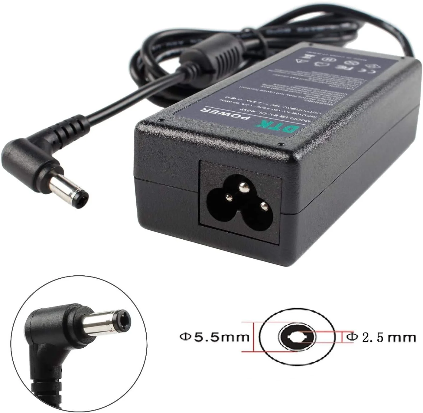 آداپتور AC مدل Dtk 19V 3.42A 65W برای شارژر کامپیوتر لپ تاپ ایسوس توشیبا، منبع تغذیه نوت بوک، اندازه کانکتور: 5.5 x 2.5mm (مناسب 4.0x1.35mm نیست)