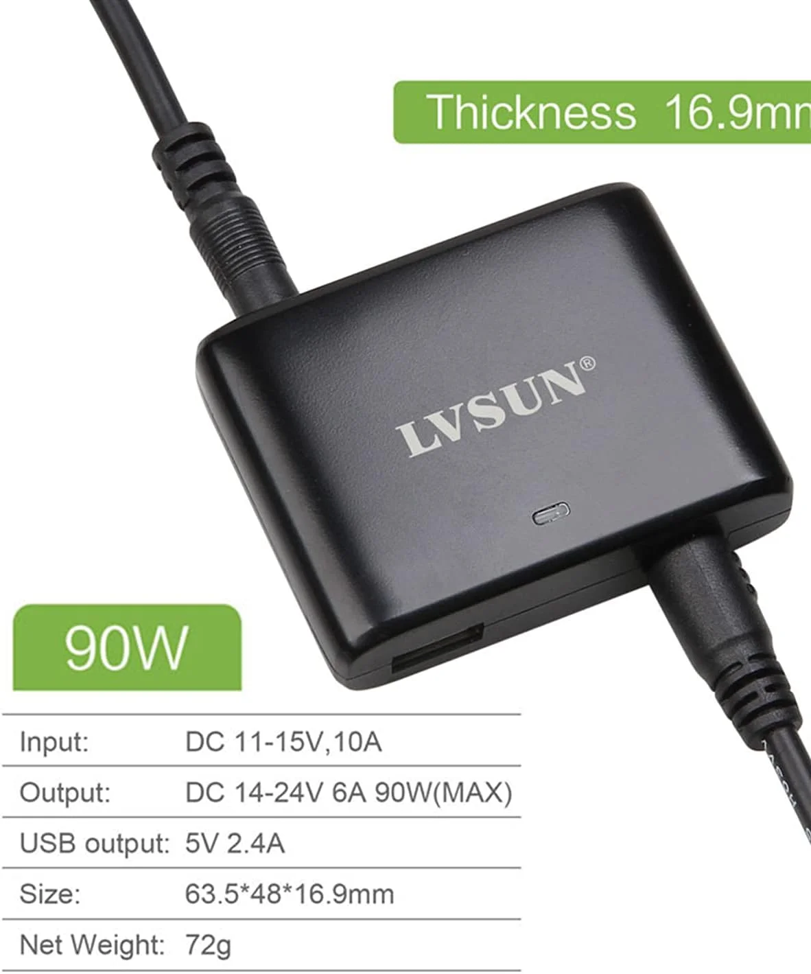 آداپتور برق فندکی خودرو 90 وات فوق العاده کوچک با پورت USB 5 ولت 2.4 آمپر سازگار با ایسوس، اچ پی، کامپک، آی بی ام، گیت وی، توشیبا، لنوو، سامسونگ، اولترابوک و غیره آداپتور برق فندکی خودرو 90 وات فوق العاده کوچک با پورت USB 5 ولت 2.4 آمپر سازگار با ایسوس، اچ پی، کامپک، آی بی ام، گیت وی، توشیبا، لنوو، سامسونگ، اولترابوک و غیره