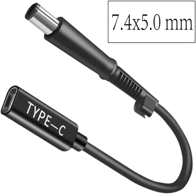 کابل شارژ آداپتور ورودی USB Type C نر به DC 7.4x5.0mm، آداپتور نر به DC ماده 12V 19V 20V، آداپتور DC 7.4x5.0mm به آداپتور USB C مناسب برای سری لپ تاپ های HP کابل شارژ آداپتور ورودی USB Type C نر به DC 7.4x5.0mm، آداپتور نر به DC ماده 12V 19V 20V، آداپتور DC 7.4x5.0mm به آداپتور USB C مناسب برای سری لپ تاپ های HP
