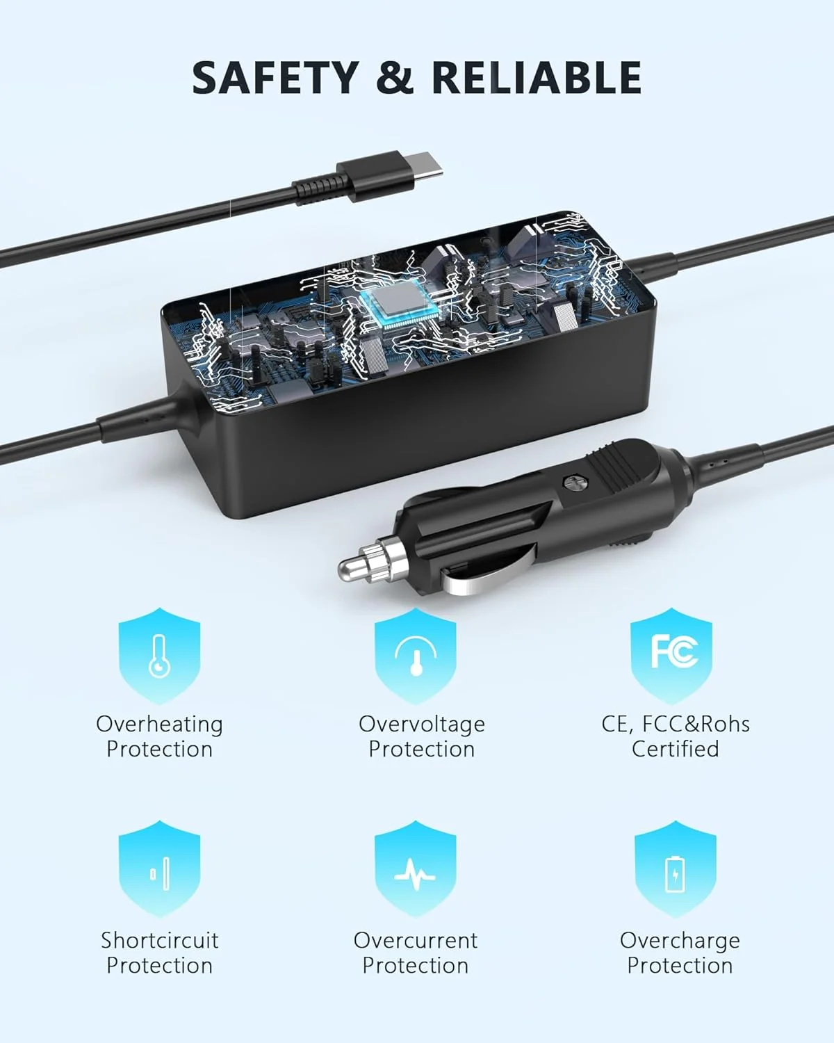 100W USB-C Laptop Car Charger Compatible with Dell, HP, Lenovo, MacBook, Microsoft Surface, MSI, Acer, Samsung, Asus, LG gram, Razer, Google Pixel Universal Type C Power Adapter 100W USB-C Laptop Car Charger Compatible with Dell, HP, Lenovo, MacBook, Microsoft Surface, MSI, Acer, Samsung, Asus, LG gram, Razer, Google Pixel Universal Type C Power Adapter