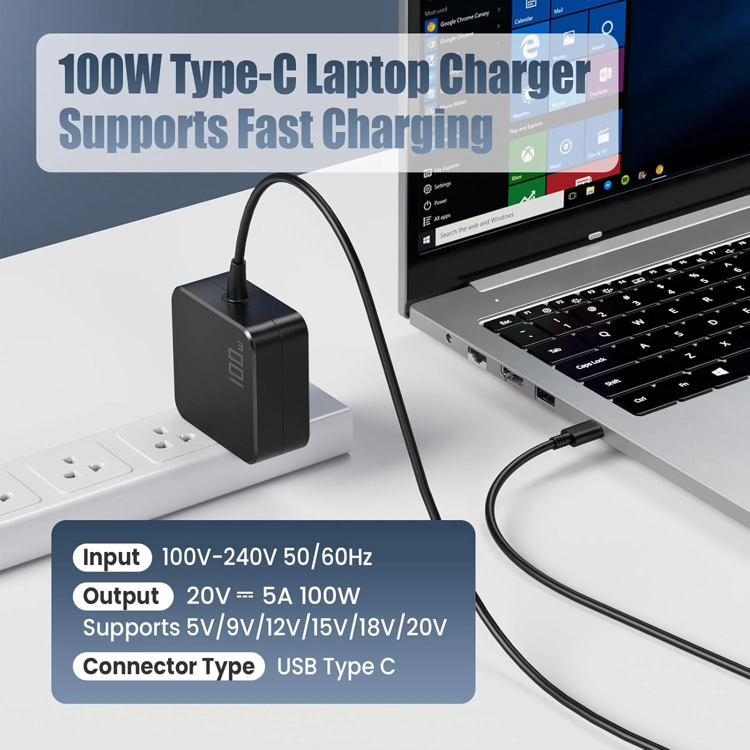 شارژر لپتاپ ۱۰۰ واتی USB-C PD - آداپتور برق USB-C سریع سازگار با MacBook Pro/Air، Lenovo ThinkPad/Yoga، HP Spectre/Envy، Dell XPS/Latitude، ASUS/Acer - اندازه جمع و جور، بدون MagSafe شارژر لپتاپ ۱۰۰ واتی USB-C PD - آداپتور برق USB-C سریع سازگار با MacBook Pro/Air، Lenovo ThinkPad/Yoga، HP Spectre/Envy، Dell XPS/Latitude، ASUS/Acer - اندازه جمع و جور، بدون MagSafe