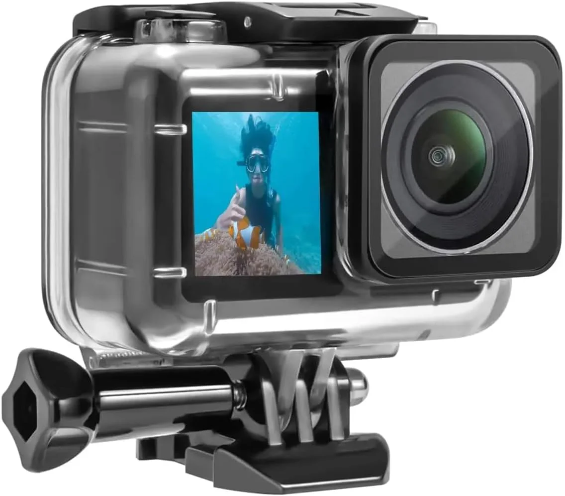 محفظه ضد آب شفاف دوربین رفلکس با صفحه لمسی شفاف. سازگار با DJI Osmo Action 3 و Action 4 و Osmo Action 5 Pro. تست شده در زیر آب تا عمق 40 متر