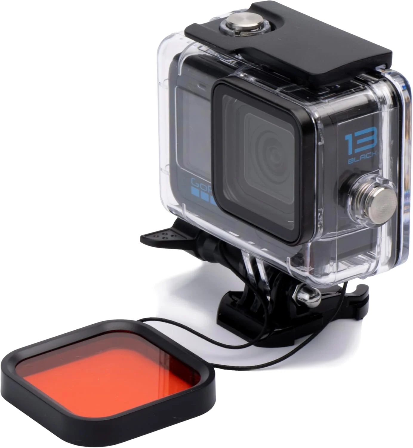 محفظه ضد آب دوربین رفلکس تا عمق 60 متری با براکت و فیلتر غواصی برای گو پرو هیرو 9-13 - بدنه شفاف محفظه ضد آب دوربین رفلکس تا عمق 60 متری با براکت و فیلتر غواصی برای گو پرو هیرو 9-13 - بدنه شفاف