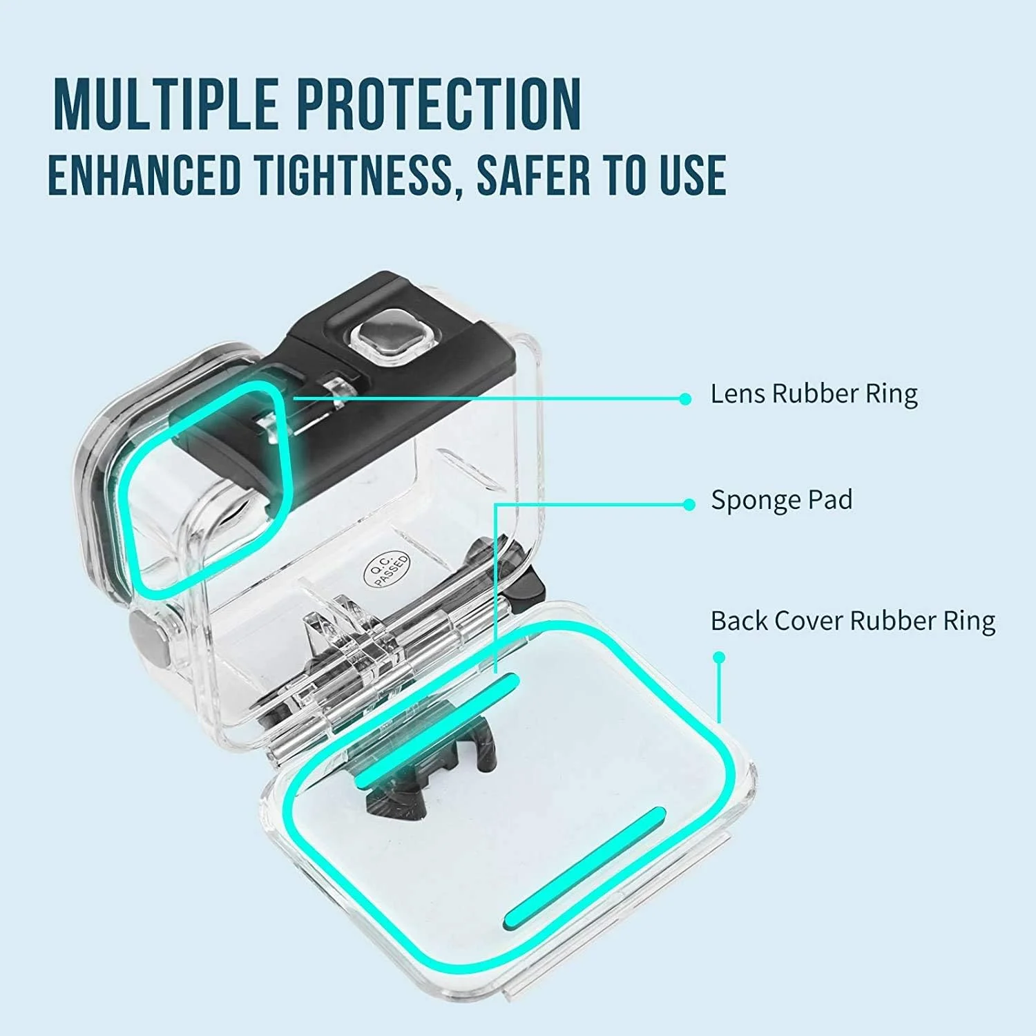 کیت قاب ضد آب SHOOT 30M/98FT برای Gopro Hero 12/11/10/9 Black، محفظه محافظ غواصی با مجموعه محافظ صفحه نمایش و 12 عدد درج ضد مه برای Gopro Hero 12/11/10/9 Black