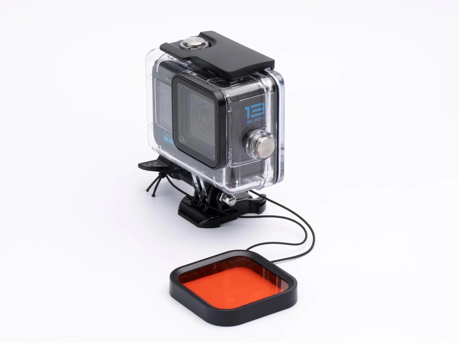 محفظه ضد آب دوربین رفلکس تا عمق 60 متری با براکت و فیلتر غواصی برای گو پرو هیرو 9-13 - بدنه شفاف محفظه ضد آب دوربین رفلکس تا عمق 60 متری با براکت و فیلتر غواصی برای گو پرو هیرو 9-13 - بدنه شفاف