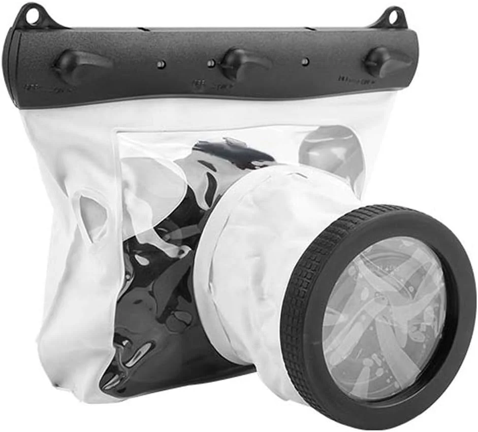 کیف ضد آب پومیا برای غواصی، محفظه عکاسی زیر آب 20 متری برای دوربین های DSLR کانن نیکون (سفید)