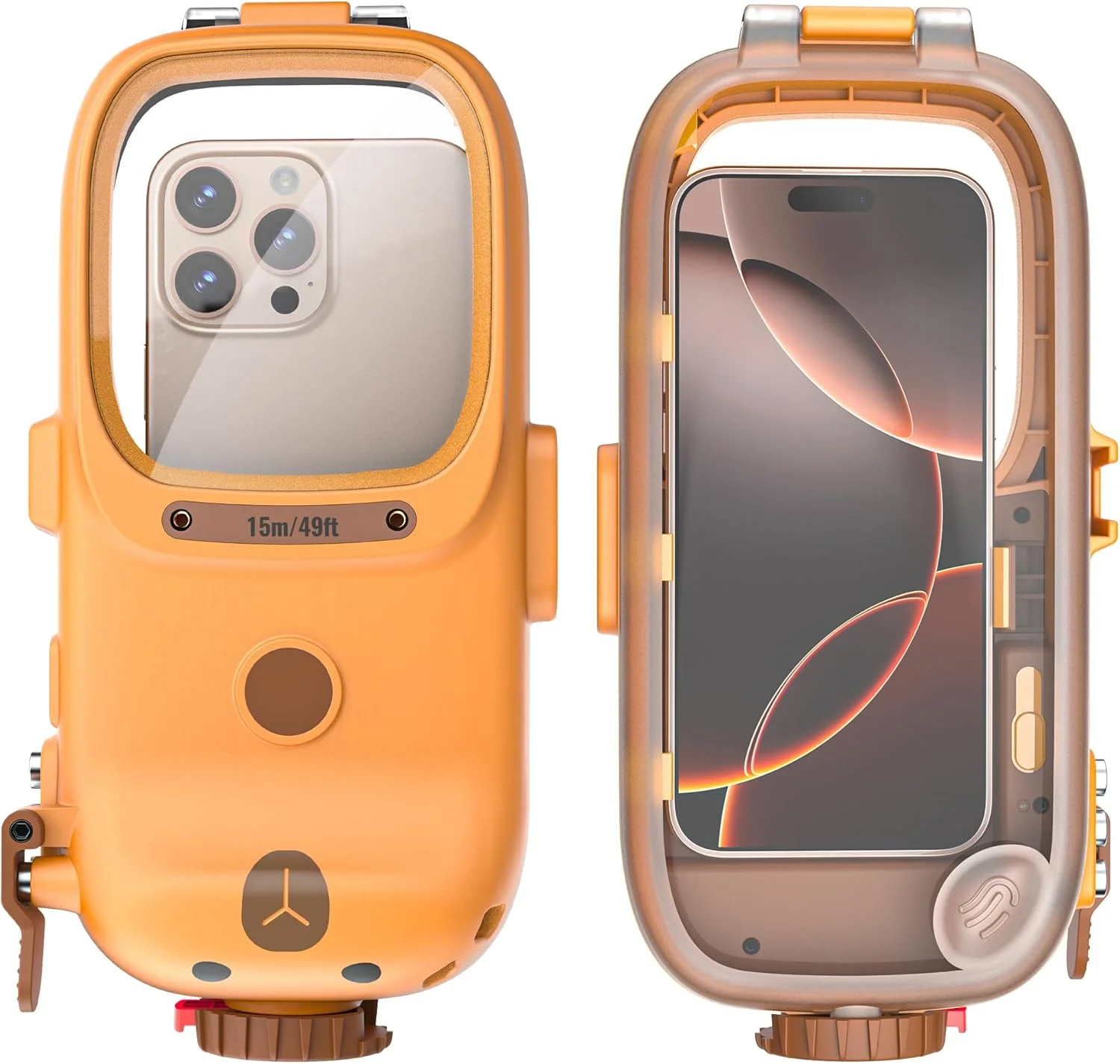 محفظه تلفن حرفه ای غواصی، محفظه عکاسی زیر آب 15 متری، اتصال بلوتوث - کنترل دکمه ای، محفظه تلفن ضد آب جهانی برای غواصی سطحی آیفون و سامسونگ اندروید