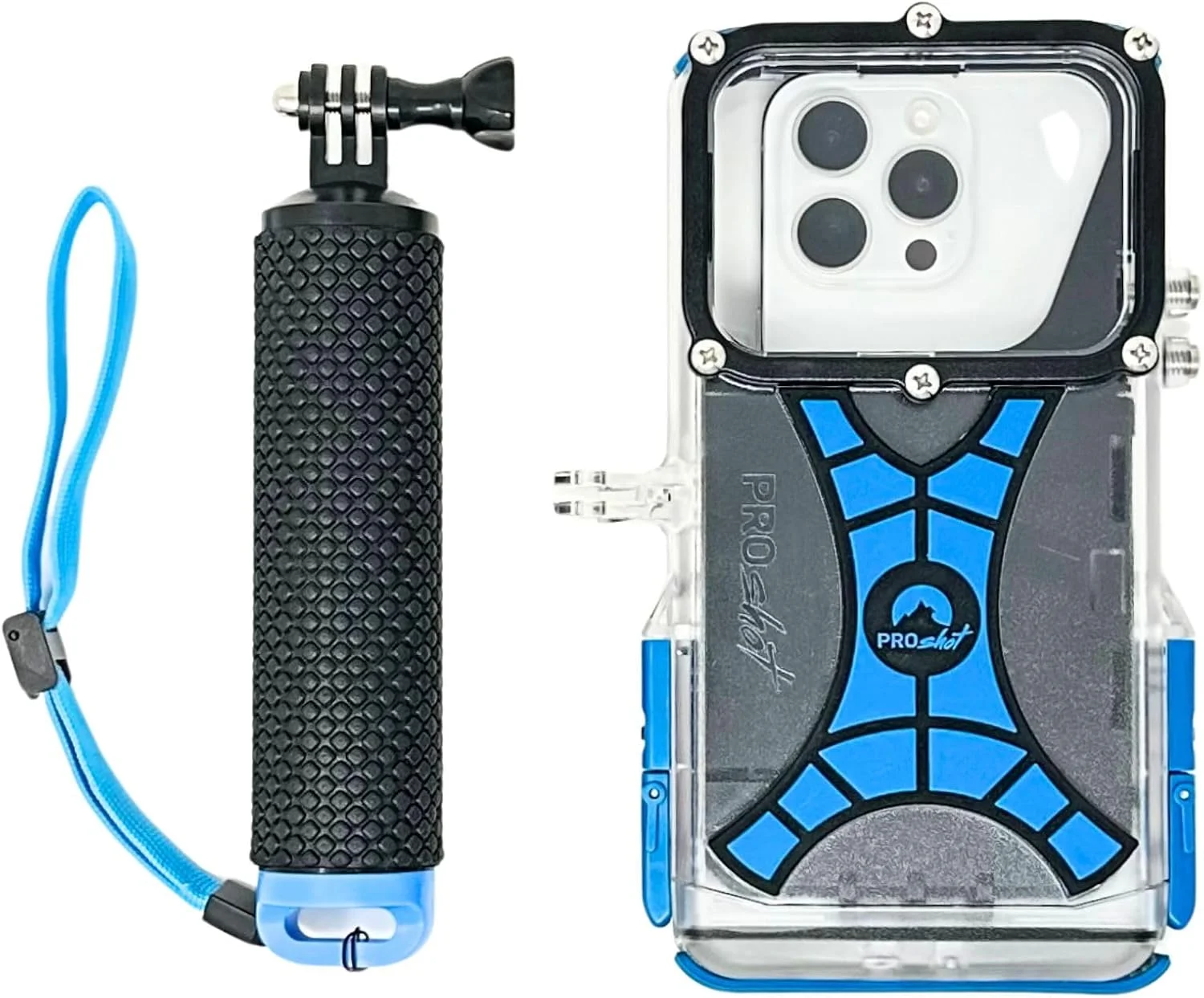 محفظه ضد آب ProShot Dive 2.0 برای آیفون، مناسب تا عمق 40 متر. محفظه دوربین ضد آب سازگار با تمام آیفون ها. قاب ضد آب برای غواصی و شنا (مشکی/آبی) محفظه ضد آب ProShot Dive 2.0 برای آیفون، مناسب تا عمق 40 متر. محفظه دوربین ضد آب سازگار با تمام آیفون ها. قاب ضد آب برای غواصی و شنا (مشکی/آبی)