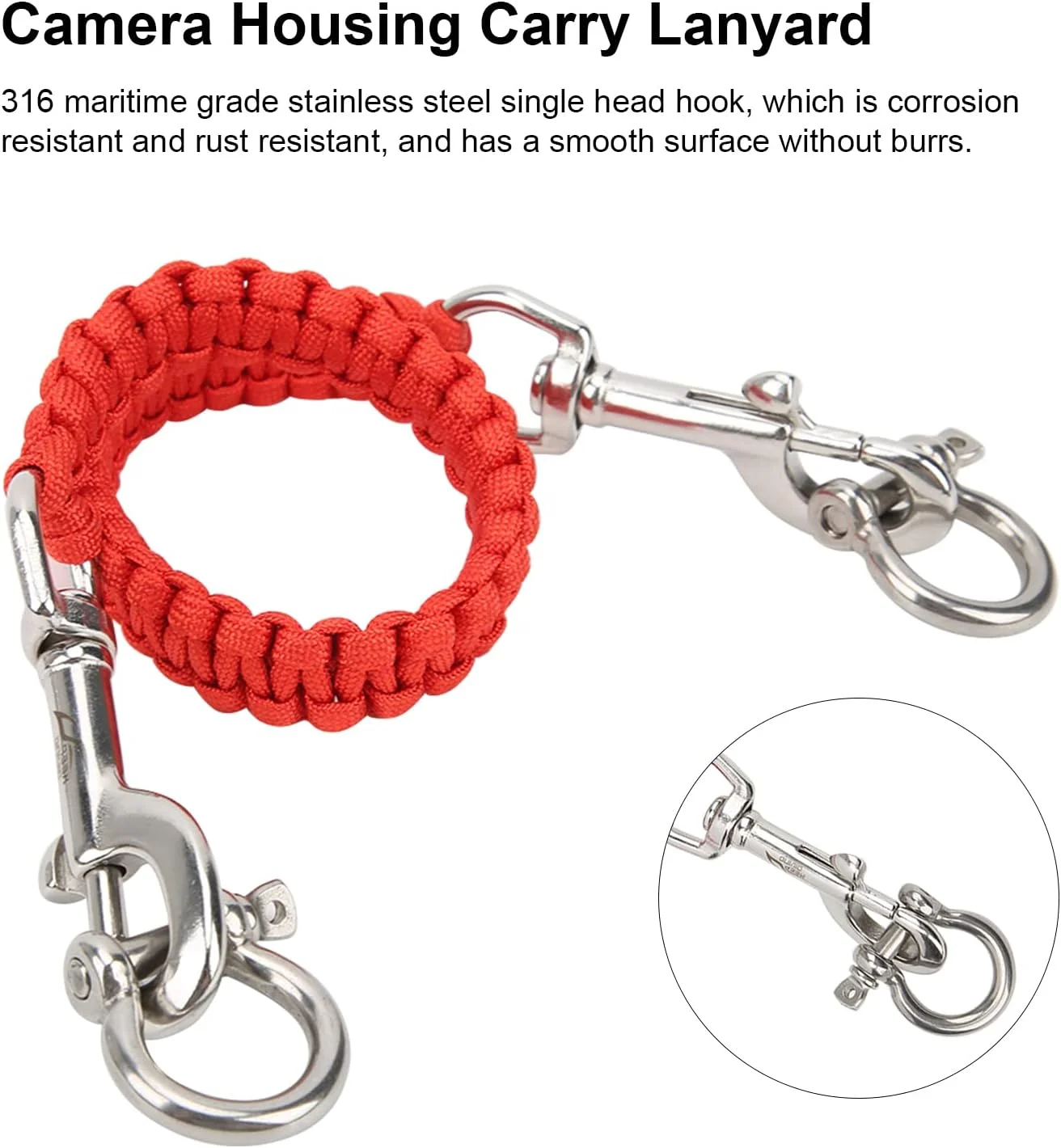 بند دوربین غواصی VGEBY، بند حمل محفظه دوربین با چرخش 360 درجه انعطاف پذیر، لوازم جانبی غواصی (قرمز)، بند حمل محفظه دوربین زیر آب، بند دوربین غواصی