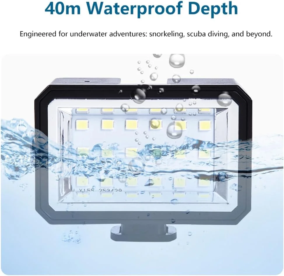 چراغ غواصی، چراغ ویدئویی LED با 3 سطح نور قابل تنظیم، چراغ پرکننده غواصی ضد آب تا عمق 40 متری با پایه کفشک سرد، چراغ قوه زیر آب برای دوربین های اکشن چراغ غواصی، چراغ ویدئویی LED با 3 سطح نور قابل تنظیم، چراغ پرکننده غواصی ضد آب تا عمق 40 متری با پایه کفشک سرد، چراغ قوه زیر آب برای دوربین های اکشن