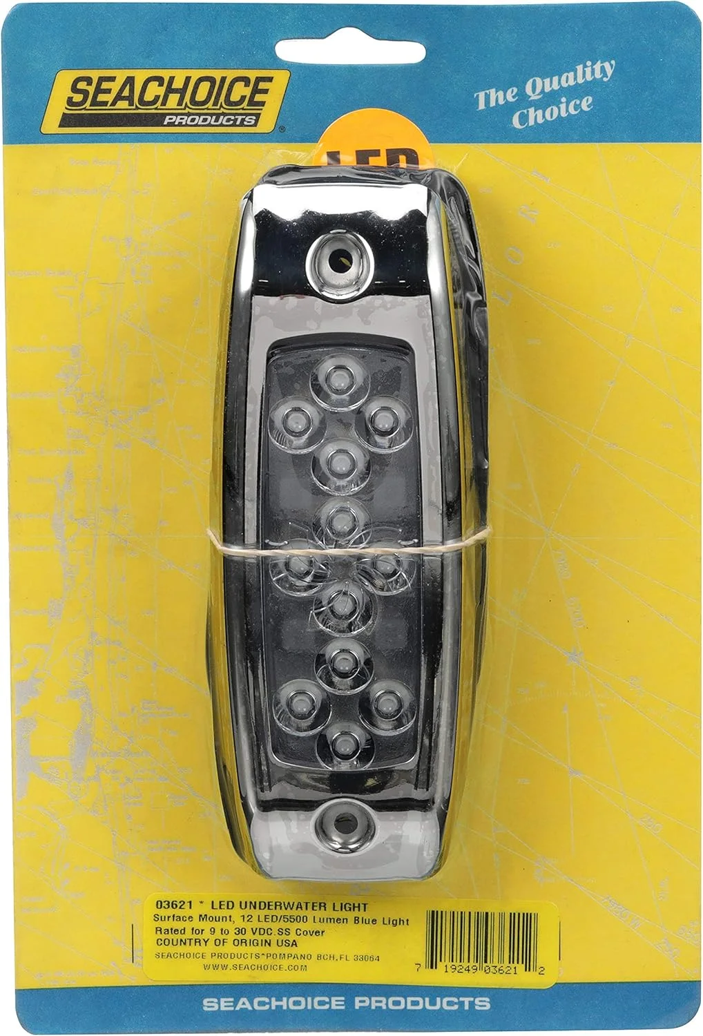 چراغ زیرآبی ال ای دی اژدهای آبی SEACHOICE، ۱۲ ال ای دی آبی، ۵۵۰۰ لومن