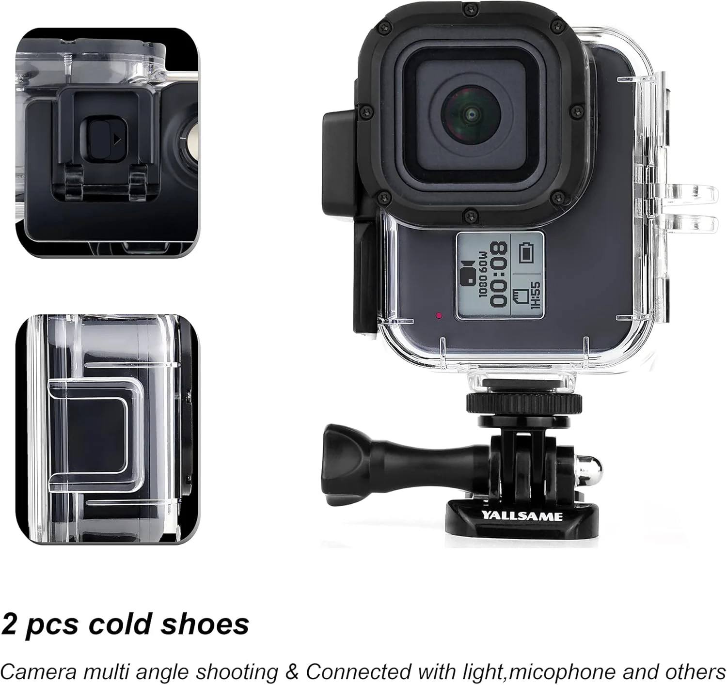 محفظه ضد آب با فیلترهای غواصی برای دوربین GoPro Hero 8 Black تا عمق 60 متری، کیت لوازم جانبی محافظ زیر آب برای دوربین اکشن GoPro 8 Black