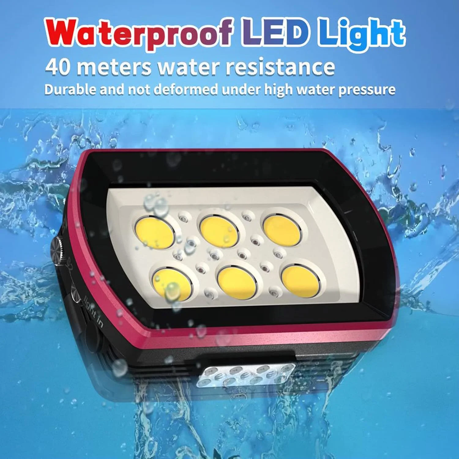 چراغ غواصی ویدئویی سی فراگز ضد آب تا عمق 40 متری با نور سفید، قرمز و آبی، چراغ های پرکننده عکاسی زیر آب با قدرت بالا 6000 لومن به همراه آداپتور سر توپی YS برای Gopro و محفظه (SL-22)