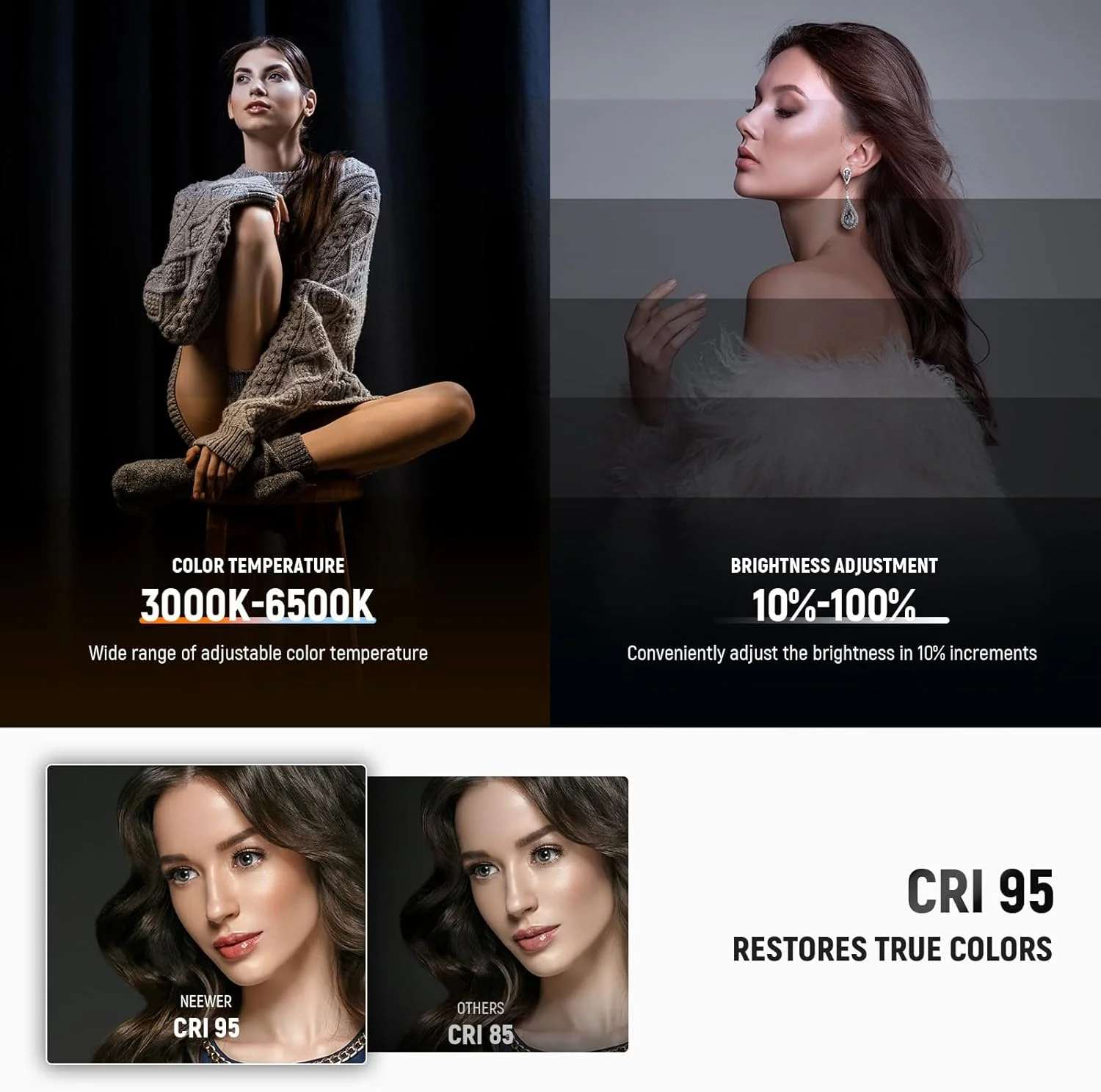 چراغ حلقه ای رومیزی 18 واتی NEEWER Basics R18 7 اینچی با پایه و لامپ قوسی HM01-D 29 اینچی، نورپردازی برای کنفرانس ویدیویی، استریم، ضبط، آرایش، سلفی با تلفن، کامپیوتر، لپ تاپ، زوم، چراغ حلقه ای LED دایره ای تمام صفحه