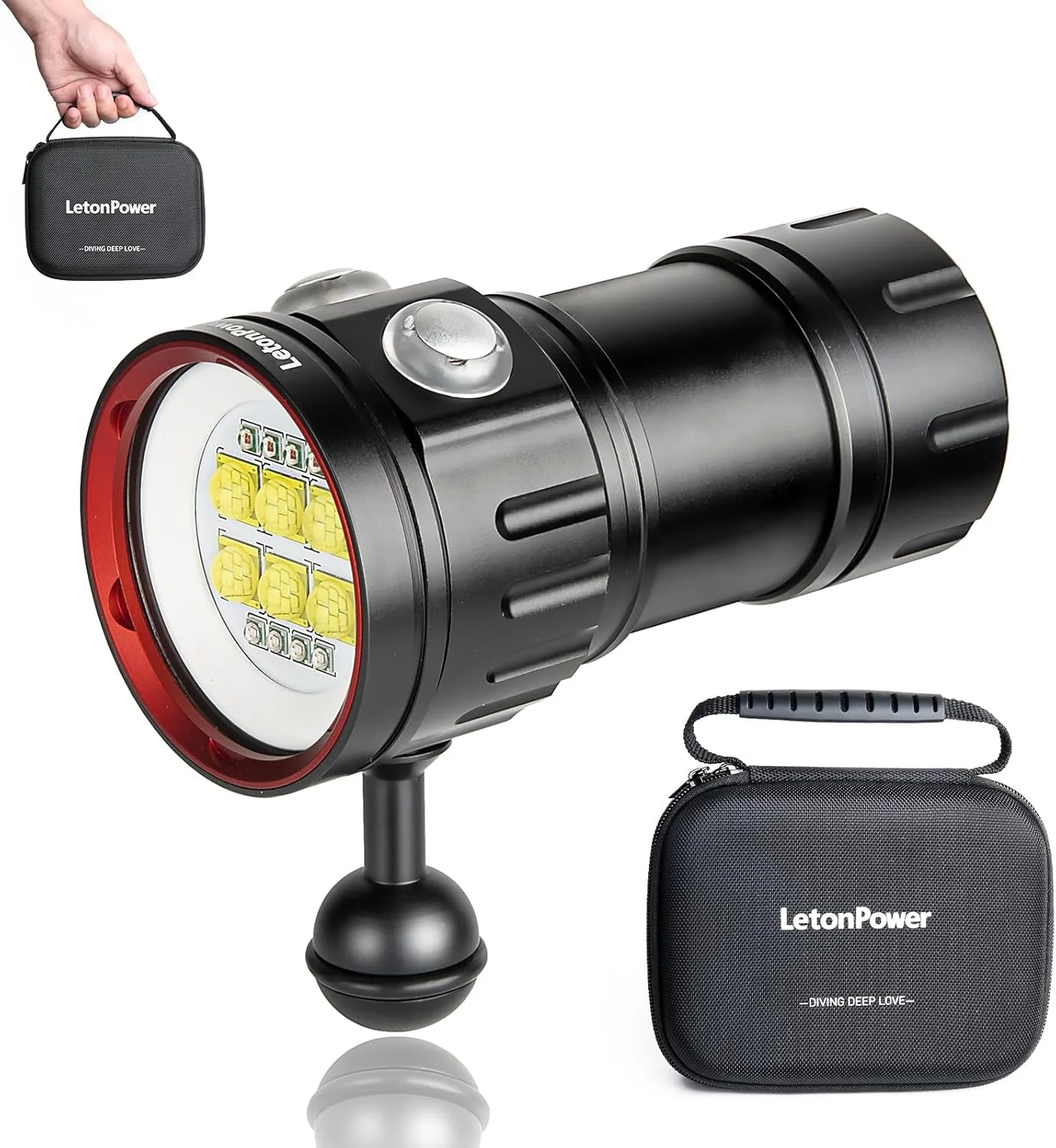 چراغ غواصی B24، چراغ قوه زیر آب 9000 لومن، چراغ های ویدیویی زیر آب 80 متری، چراغ قوه غواصی برای ورزش های آبی، فیلمبرداری و عکاسی زیر آب