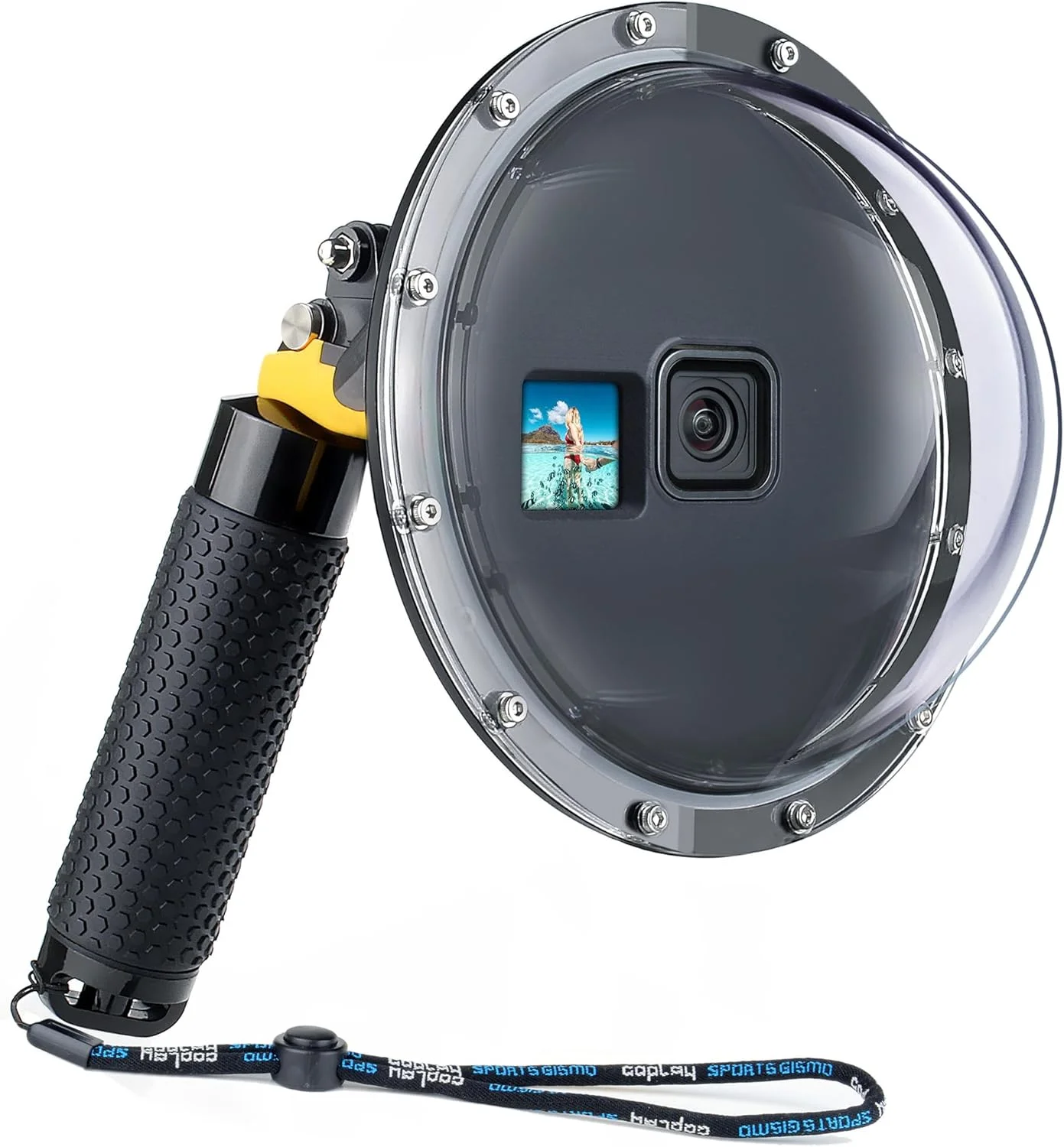 پورت گنبدی زیرآبی برای دوربین های اکشن GoPro Hero 13 12 11 10 9 Black، پورت غواصی 45 متری با محفظه ضد آب، دسته شناور، ماشه برای عکاسی زیر آب با دوربین های GoPro 9 10 11 12 13