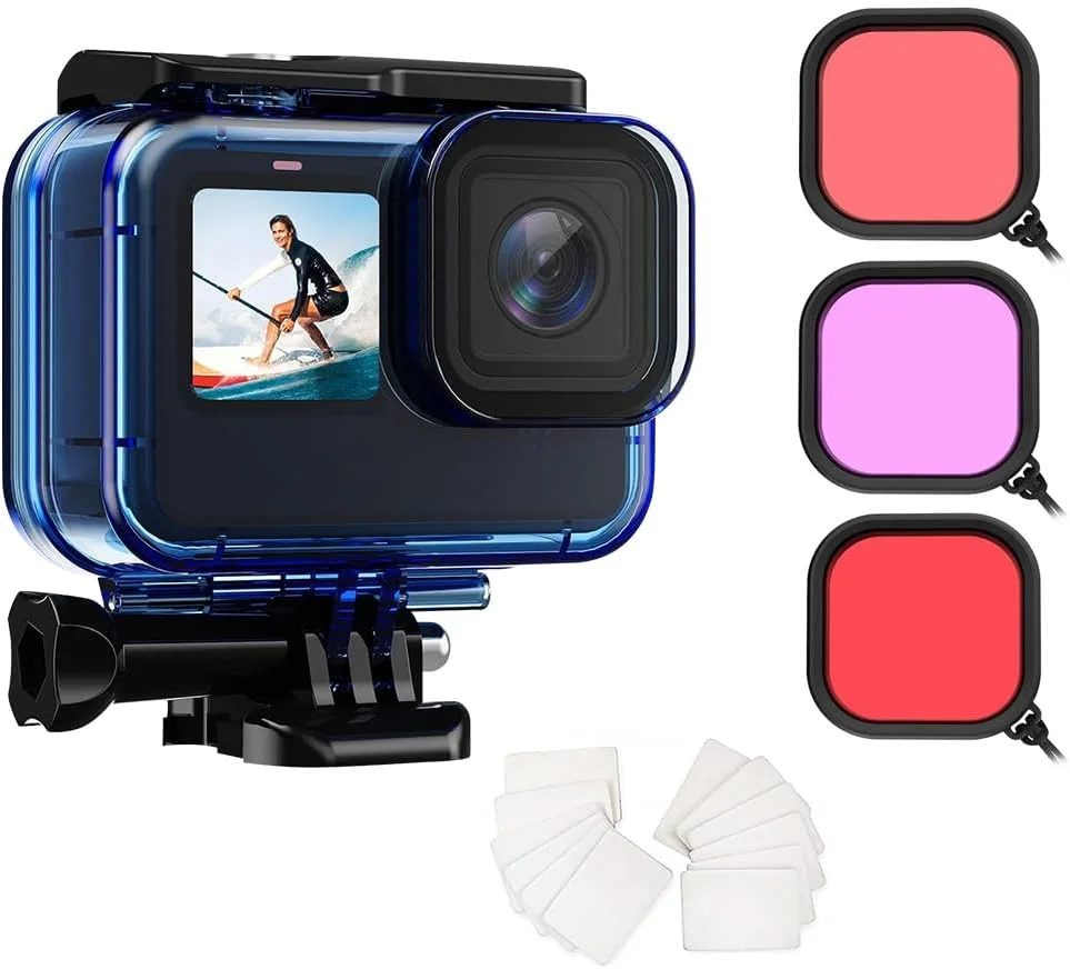 محفظه ضد آب برای دوربین های اکشن GoPro Hero 13/12/11/10/9 Black به همراه فیلتر غواصی و کیت لنزهای اصلاح رنگ 3 عددی محفظه ضد آب برای دوربین های اکشن GoPro Hero 13/12/11/10/9 Black به همراه فیلتر غواصی و کیت لنزهای اصلاح رنگ 3 عددی