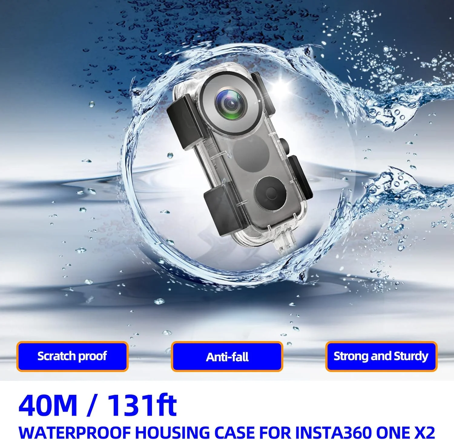 محفظه ضد آب برای دوربین اکشن اینستا 360 one X2، قاب محافظ غواصی زیر آب 30 متری به همراه لوازم جانبی براکت