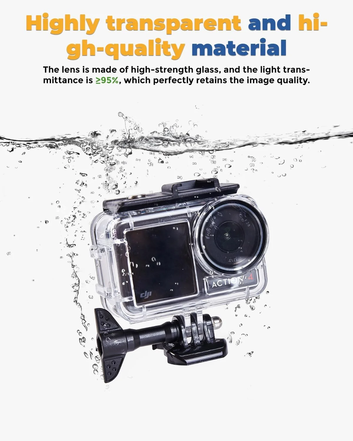 محفظه ضد آب دوربین به همراه مجموعه فیلترهای غواصی برای DJI Osmo Action 5 Pro/4/3، محفظه محافظ غواصی عمیق 60 متری