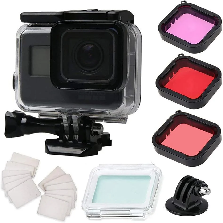 محفظه ضد آب برای Gopro Hero 7 Hero 6 Hero 5 Hero 2018 Black Accessories، محافظ با درج های ضد مه و کیت فیلتر مناسب برای عکاسی غواصی در زیر آب تا عمق 45 متر