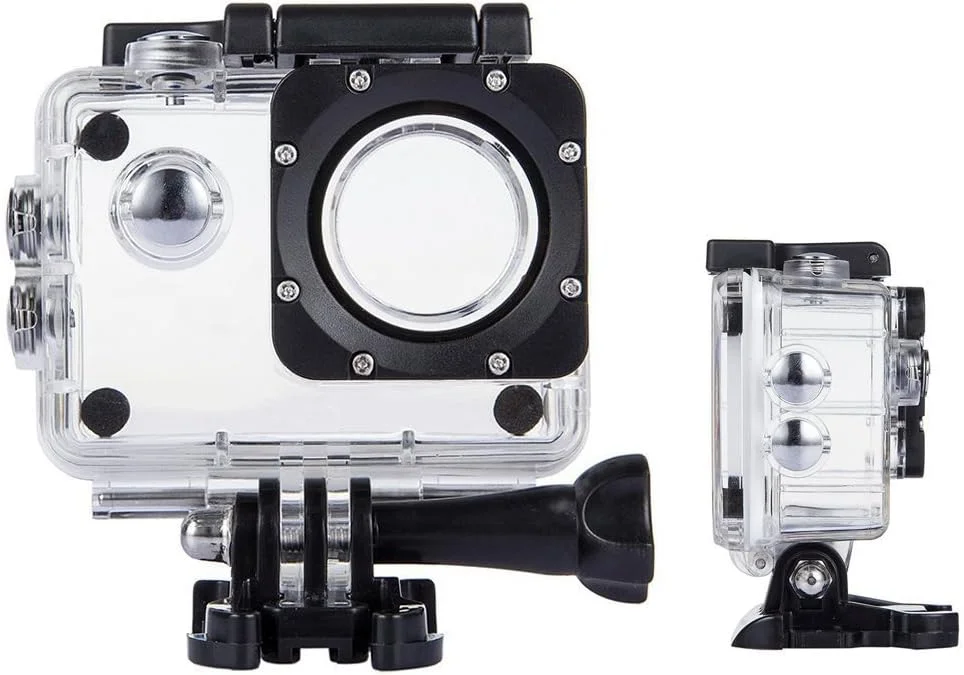 محفظه ضد آب سازگار با AKASO EK7000/Apexcam M80AIR/Pro Xtreme/SJCAM SJ4000/Dragon Touch Vision3 YF، قاب محافظ ضد آب برای دوربین اکشن با موقعیت دکمه مشابه (ویدیو نصب را تماشا کنید)