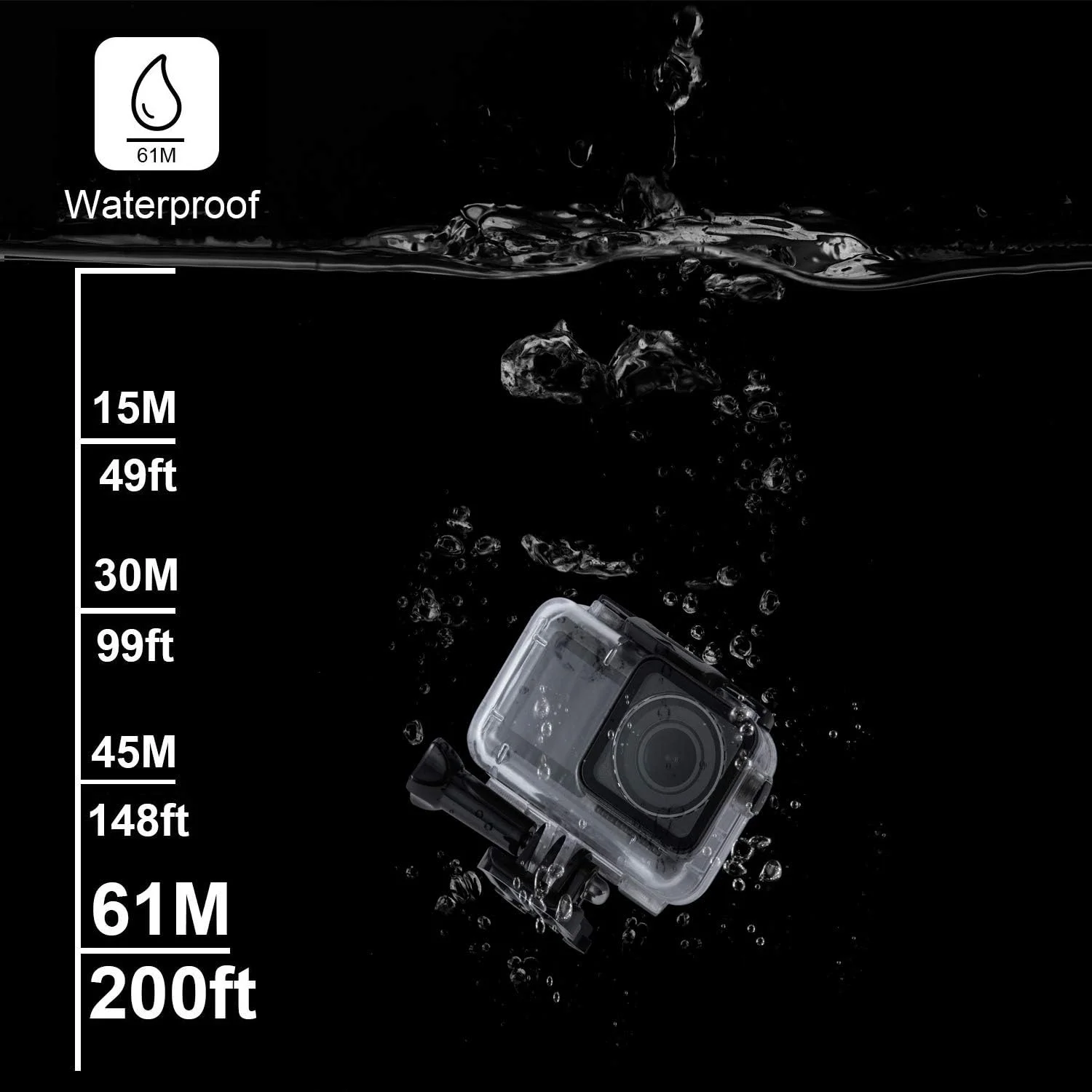 محفظه ضد آب برای دوربین DJI OSMO Action، قاب محافظ با درج های ضد مه مناسب برای عکاسی غواصی در عمق 61 متری