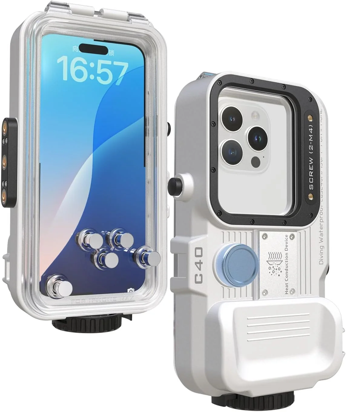 محفظه ضد آب غواصی VOEAIN برای آیفون 15 پرو / 15 / 14 پرو / 14 / 13 پرو / 13 / 12 پرو / 12، مناسب برای عکاسی در زیر آب تا عمق 40 متری، ایده آل برای موج سواری، غواصی سطحی و شناور ماندن (P1)