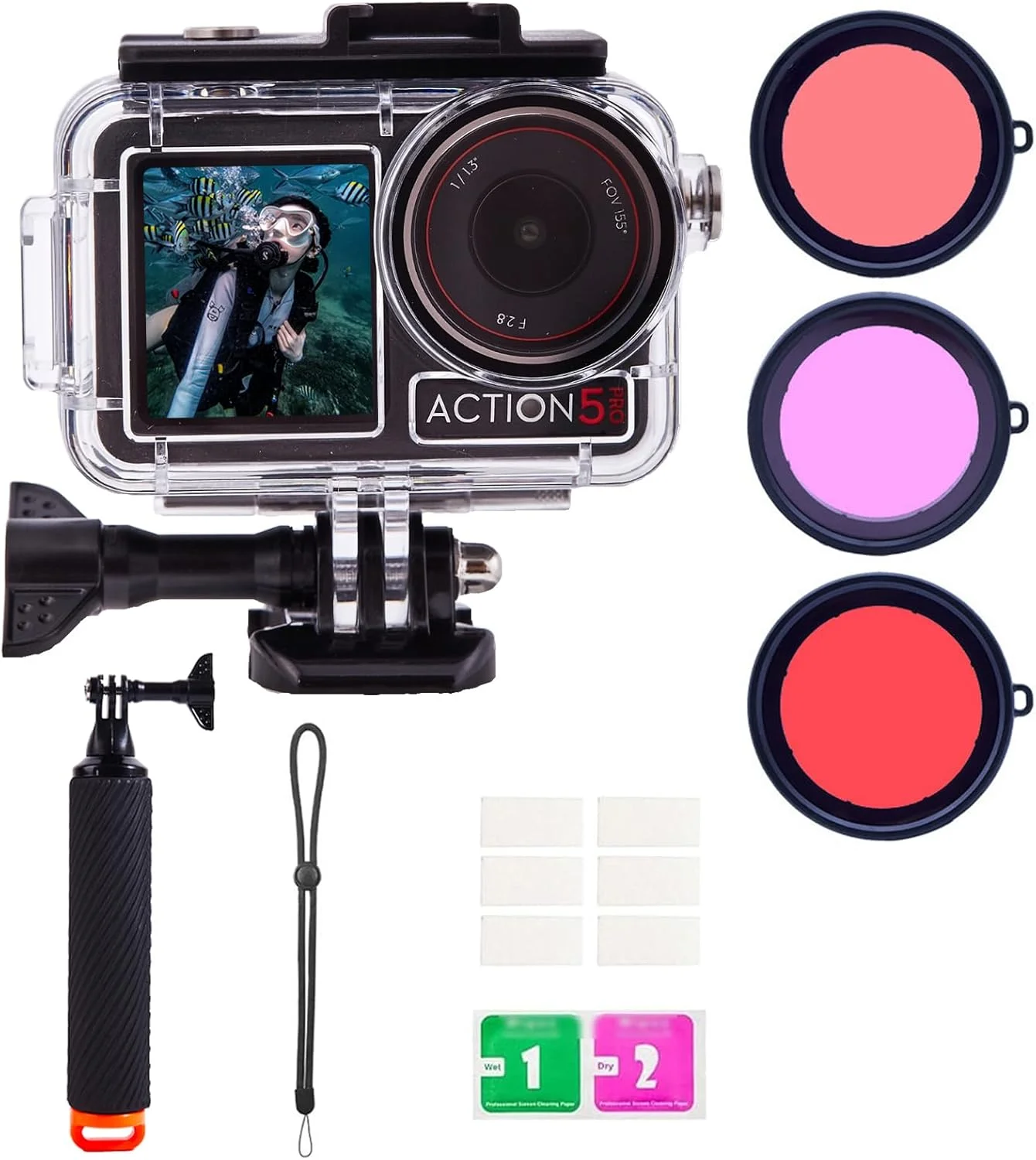 محفظه ضد آب برای DJI Osmo Action 5 Pro/4/3 به همراه 3 فیلتر غواصی، محافظت تا عمق 60 متری، کیت غواصی دوربین اکشن حرفه ای محفظه ضد آب برای DJI Osmo Action 5 Pro/4/3 به همراه 3 فیلتر غواصی، محافظت تا عمق 60 متری، کیت غواصی دوربین اکشن حرفه ای
