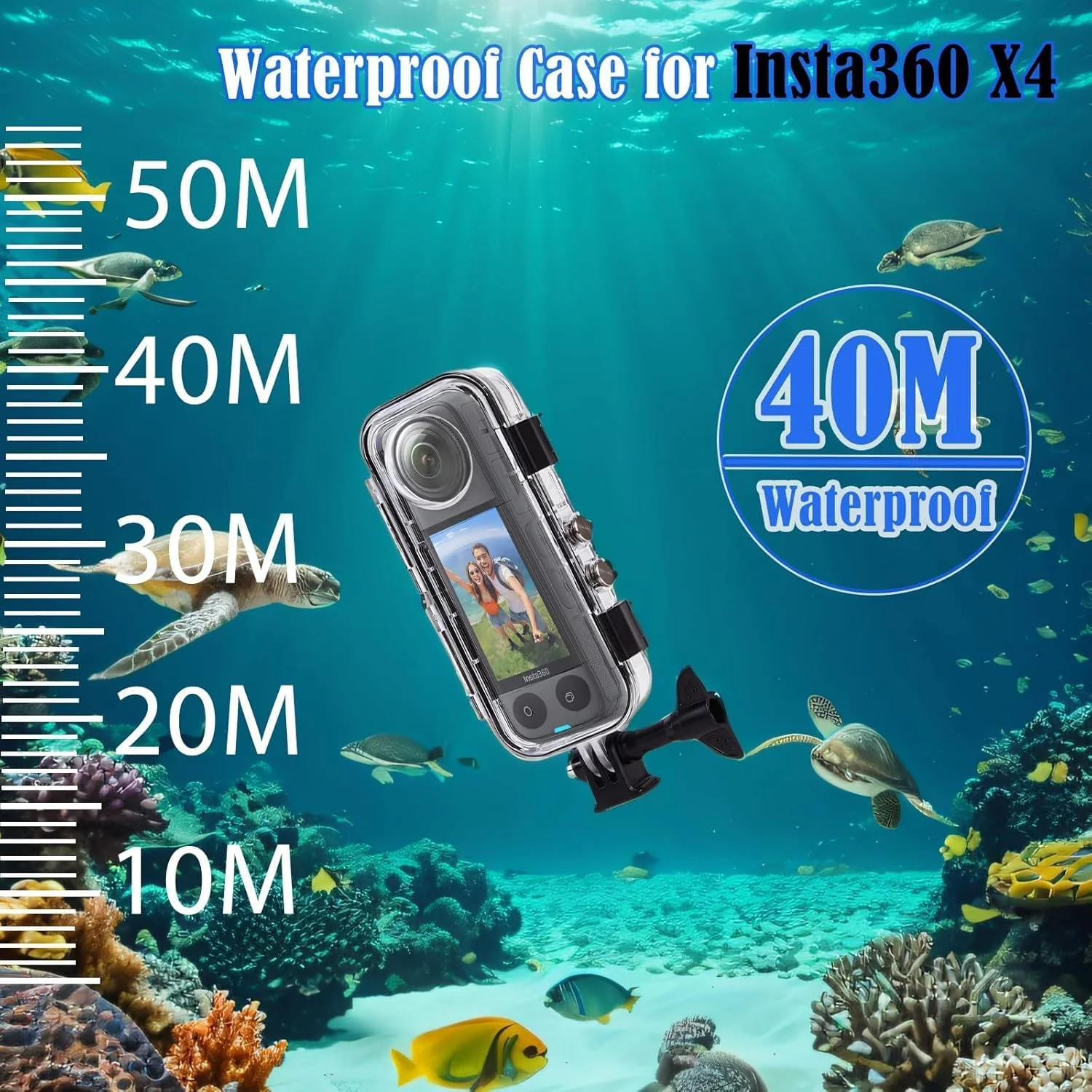 محفظه ضد آب 40 متری مناسب برای Insta360 X4، محافظ زیرآبی برای دوربین ورزشی Insta360 X4 به همراه لوازم جانبی محفظه ضد آب 40 متری مناسب برای Insta360 X4، محافظ زیرآبی برای دوربین ورزشی Insta360 X4 به همراه لوازم جانبی