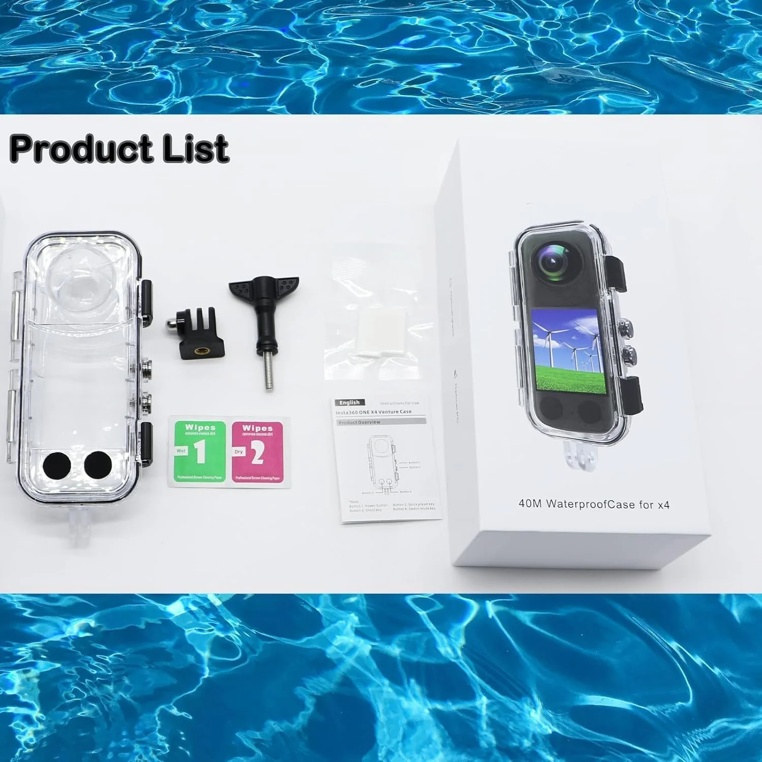 محفظه ضد آب 40 متری مناسب برای Insta360 X4، محافظ زیرآبی برای دوربین ورزشی Insta360 X4 به همراه لوازم جانبی محفظه ضد آب 40 متری مناسب برای Insta360 X4، محافظ زیرآبی برای دوربین ورزشی Insta360 X4 به همراه لوازم جانبی