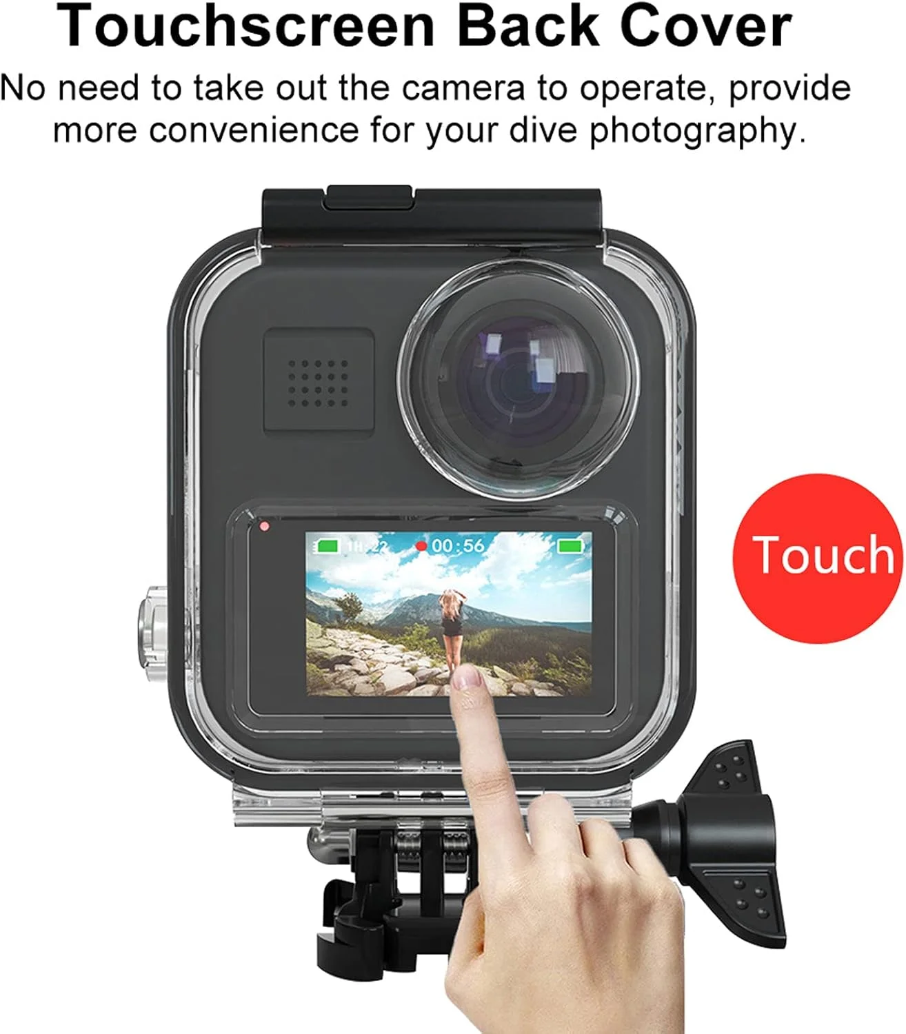 محفظه ضدآب لمسی برای محافظت از دوربین GoPro MAX 360 در غواصی، پوشش زیر آب برای لوازم جانبی دوربین Go Pro Max
