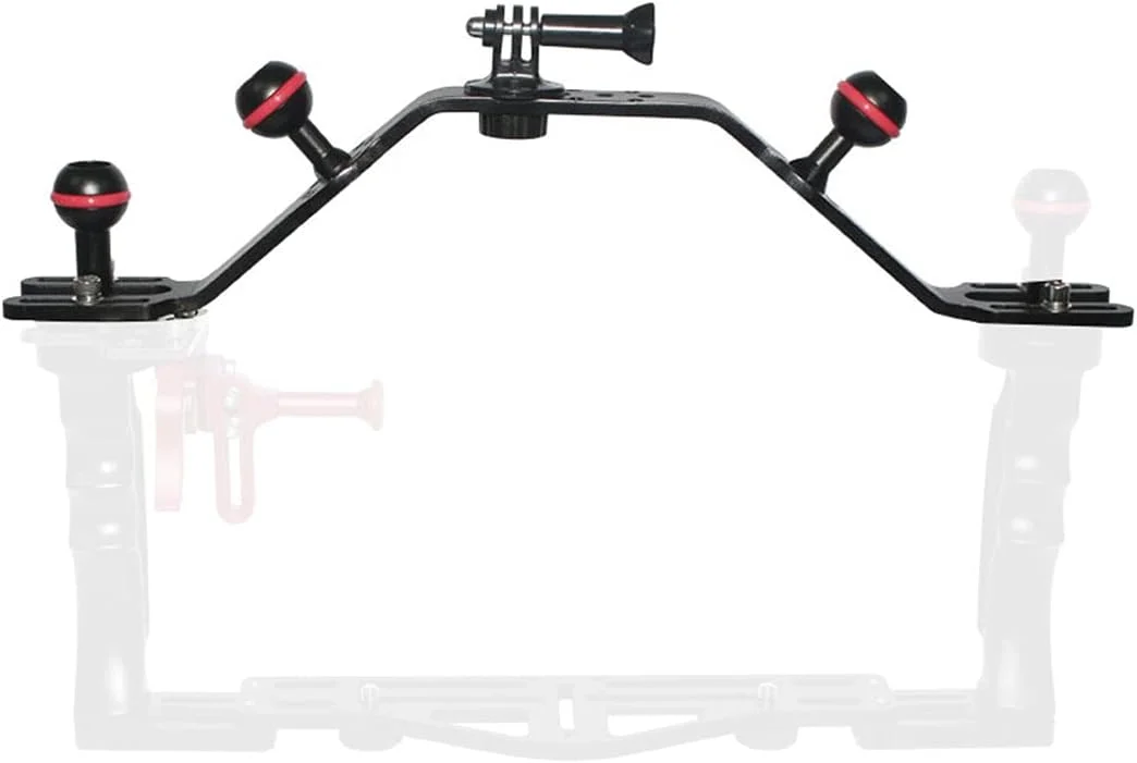 نگهدارنده محفظه دوربین زیر آب Nitescuba NS10-H، جنس آلومینیوم با دو پایه توپی اضافی و آداپتور پایه سه پایه برای gopro، مناسب برای محفظه nuaticam و سینی NS10