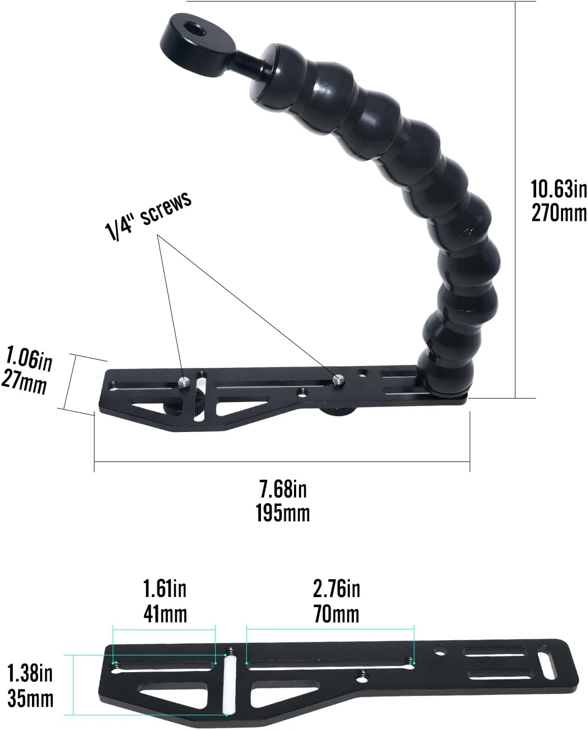 نگهدارنده دوربین زیرآبی Nitescuba AS062 با دسته و بازوی انعطاف پذیر، مناسب برای دوربین های ورزشی و محفظه های زیرآبی TG-5/TG-6 و RX100 V