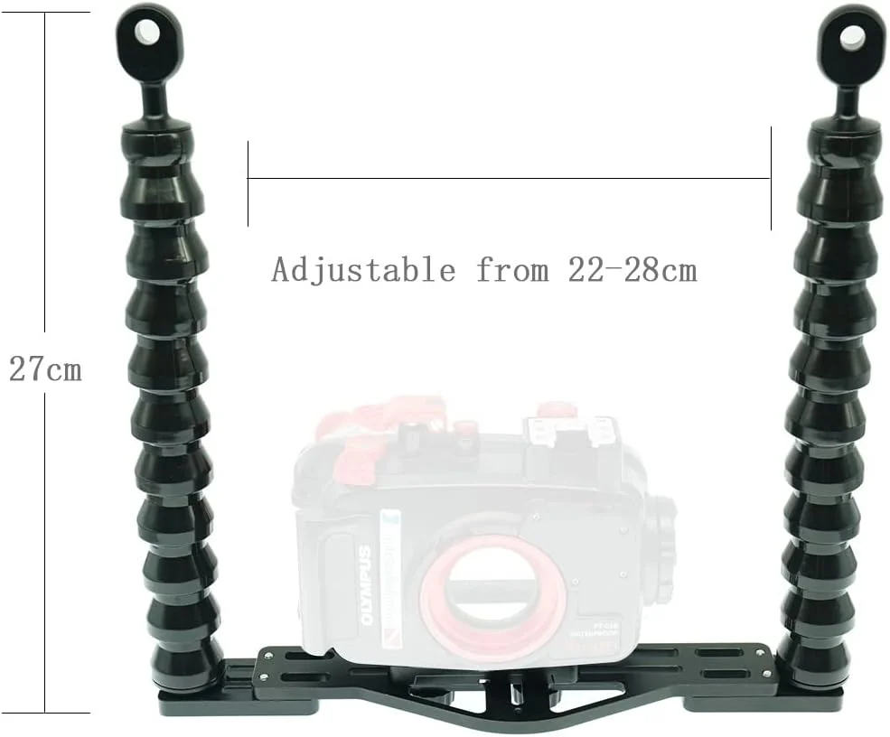 سینی دوربین دوگانه انعطاف پذیر زیر آب Nitescuba - پایه تثبیت کننده دستی برای GoPro، Sony RX100 و محفظه دوربین جمع و جور PT-059، پایه تثبیت کننده عکاسی