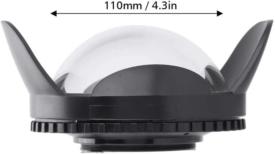 لنز زاویه باز 67 میلی‌متری Mcoplus 60M/200ft، هود فیش‌آی گنبدی شکل زیر آب برای غواصی، موج‌سواری و اسکی