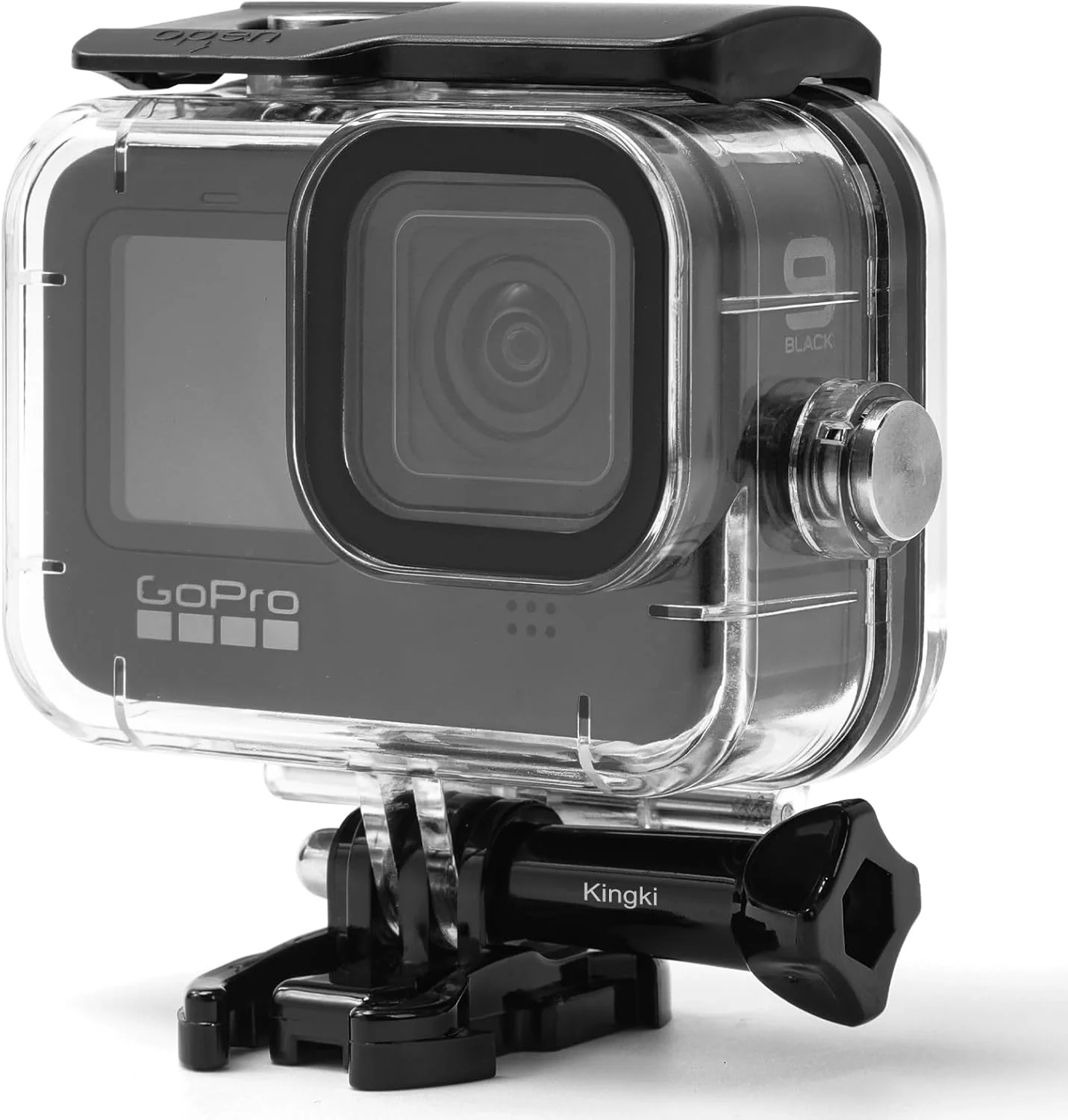 محفظه ضد آب KINGKI 60M/196FT برای گو پرو هیرو 12 / هیرو 11 / هیرو 10 / هیرو 9، محافظ زیر آب با لوازم جانبی برای دوربین اکشن هیرو 12/11/10/9 مشکی